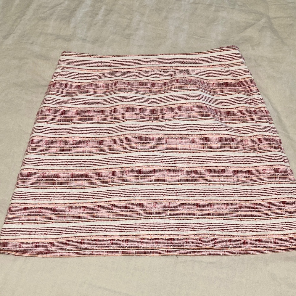 LOFT Red and White Striped Mini Skirt